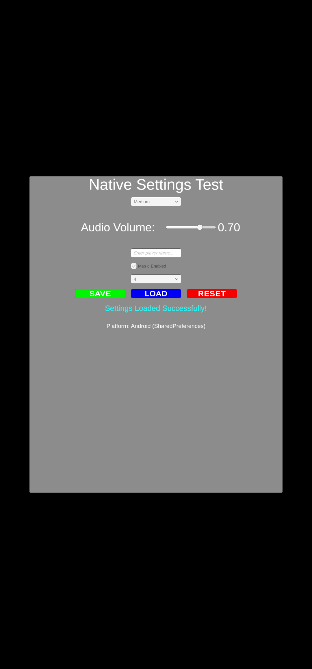 Android emulator and iOS simulator running the same Kotlin Multiplatform shared code with platform-specific native implementations for Unity games