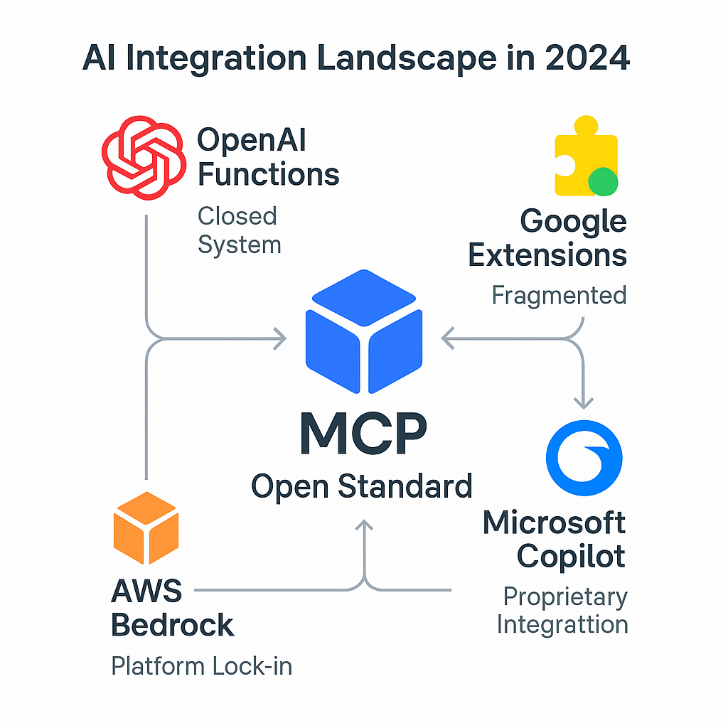 2024 AI integration competitive landscape map showing positions of major players including OpenAI, Google, Microsoft, and Anthropic