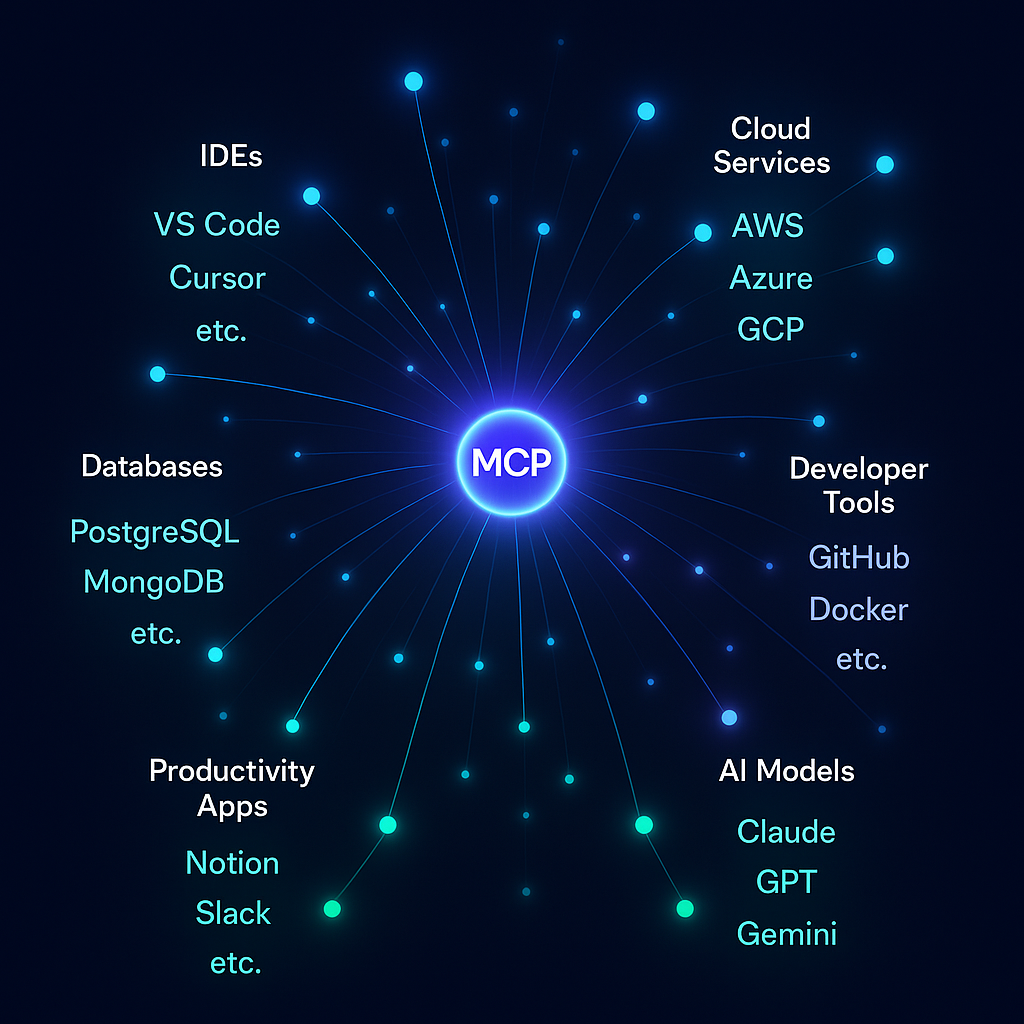 Network effect visualization showing how MCP ecosystem growth creates exponential value for all participants
