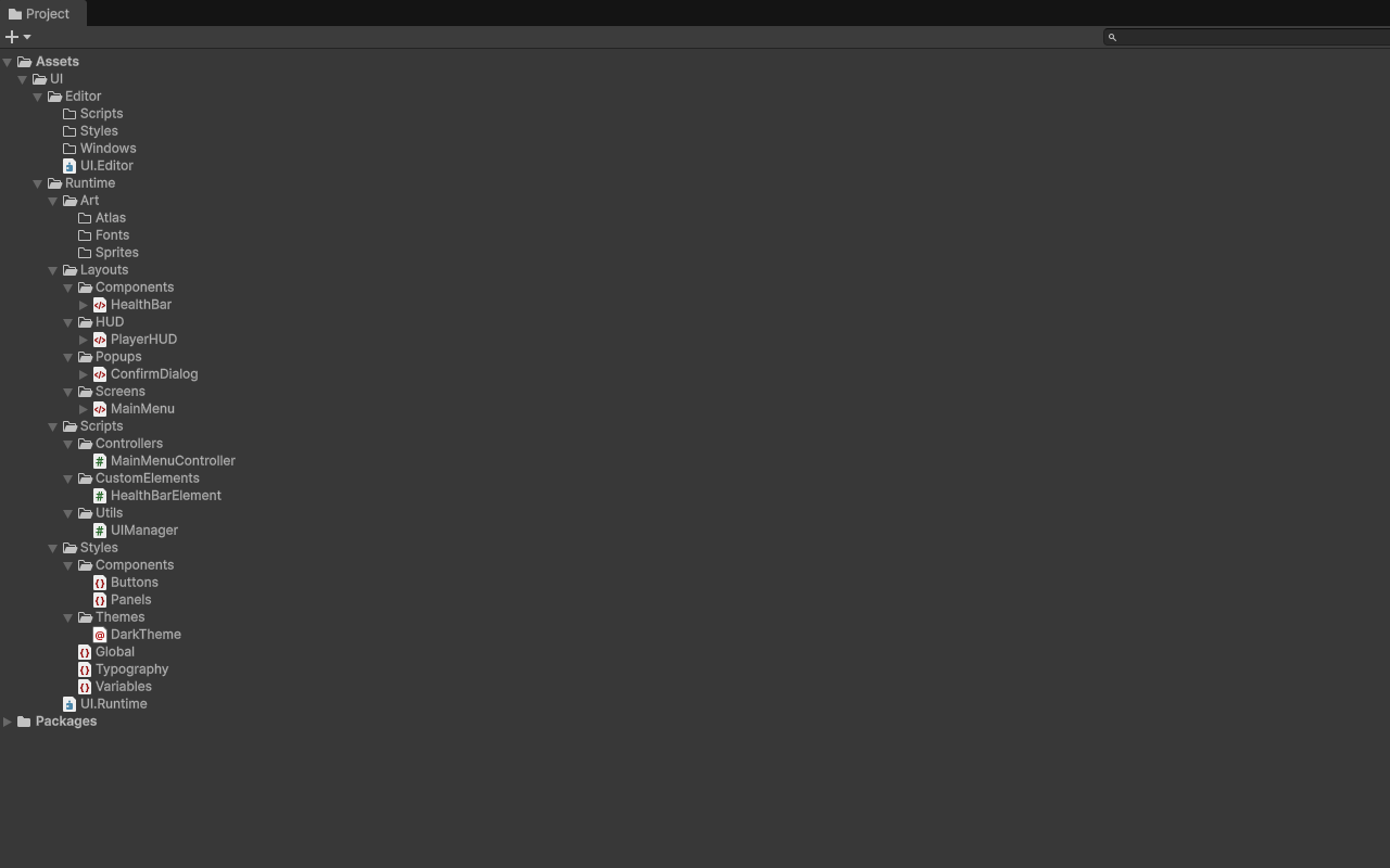 Template project screenshot in Unity Editor