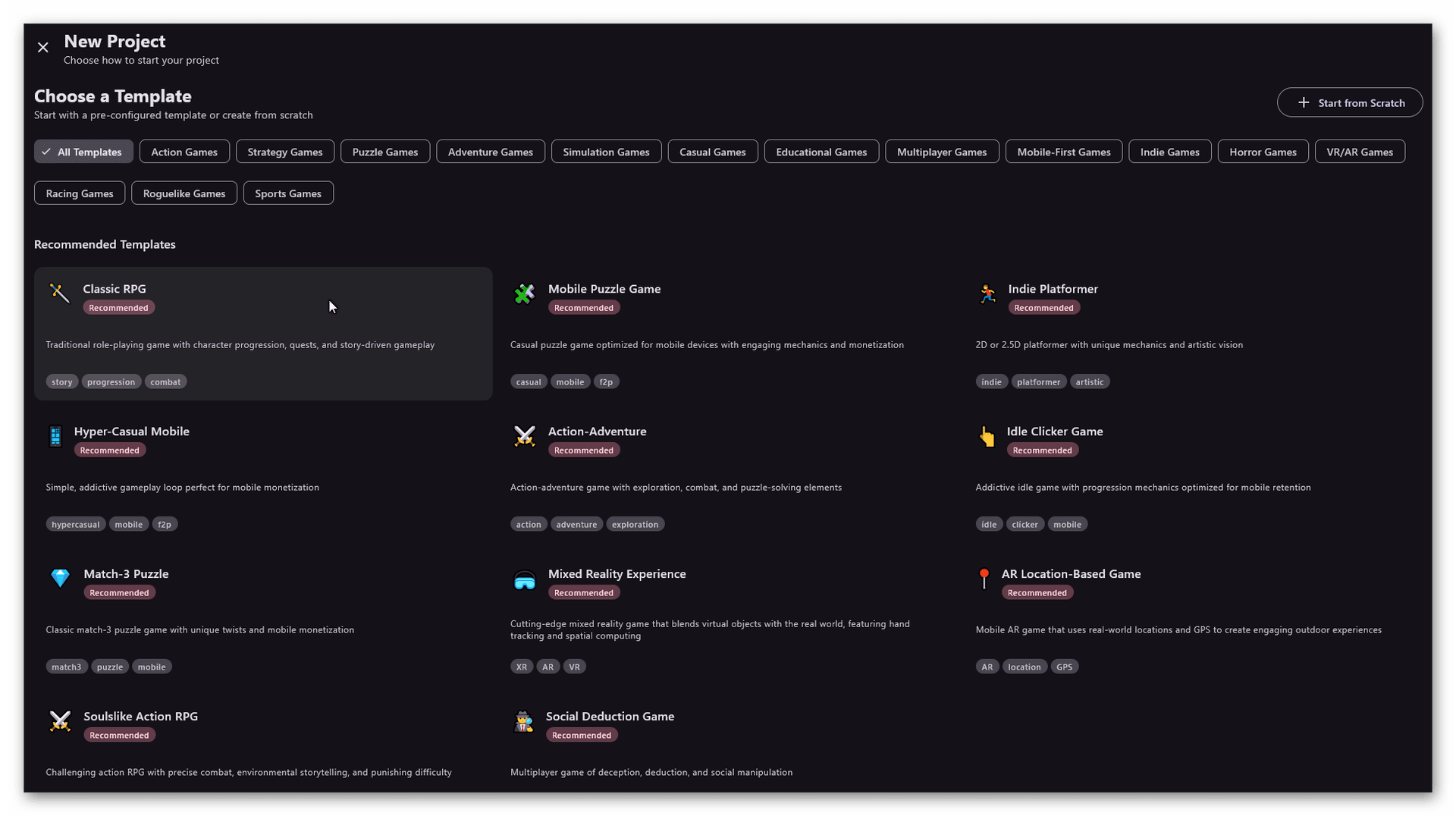 Developers Forge - Professional game development workflow interface showing project dashboard and automation tools