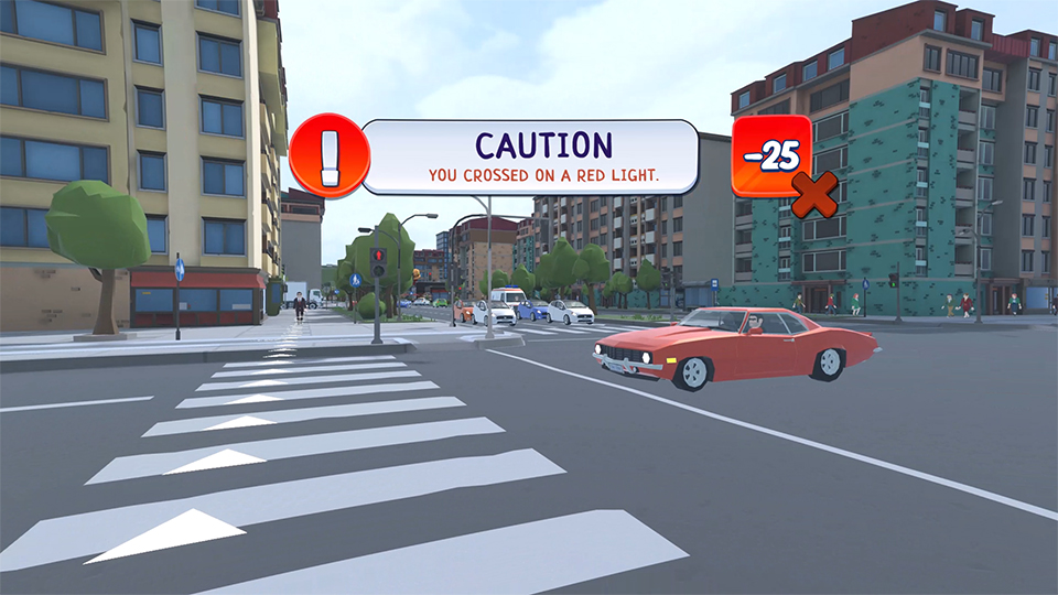 Interactive points system showing traffic rule compliance scoring