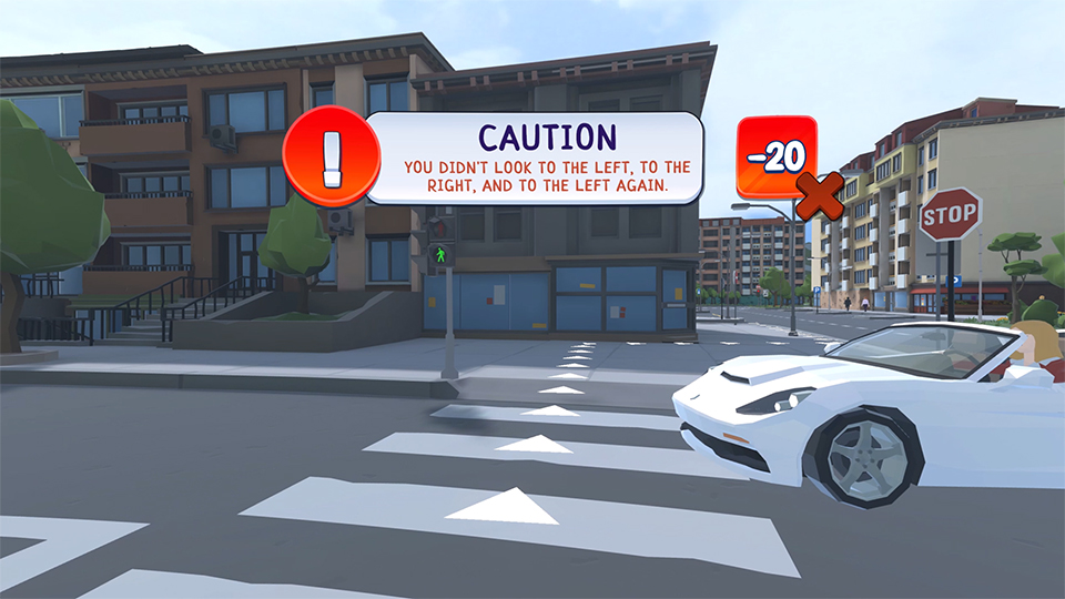 Child-friendly VR interface with educational traffic safety elements