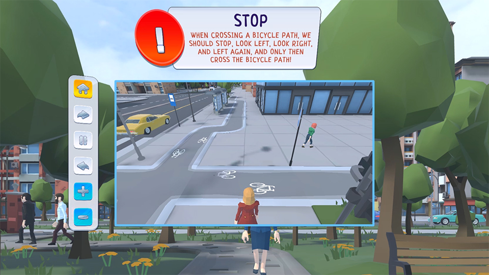 Virtual city environment with multiple traffic scenarios for educational gameplay