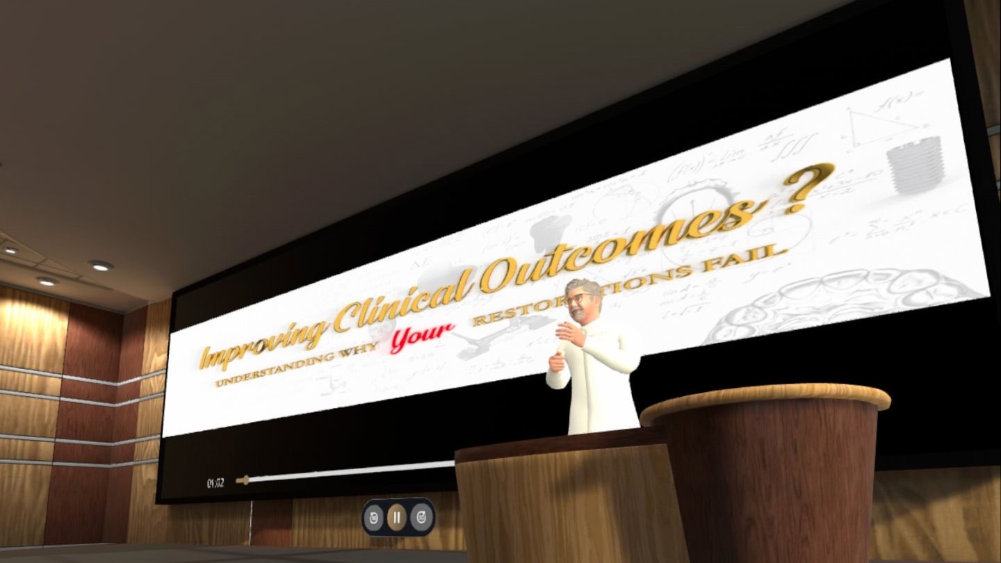 Kois Center VR - Professional dental education scenario with hands-on VR interaction and realistic training environment