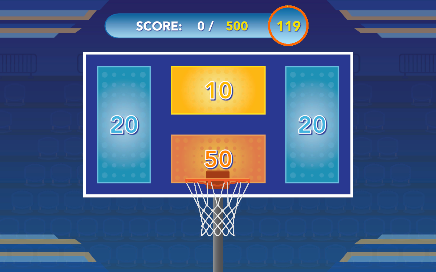 Ball Wall Arena basketball mode interface showing hoop targets and scoring mechanics