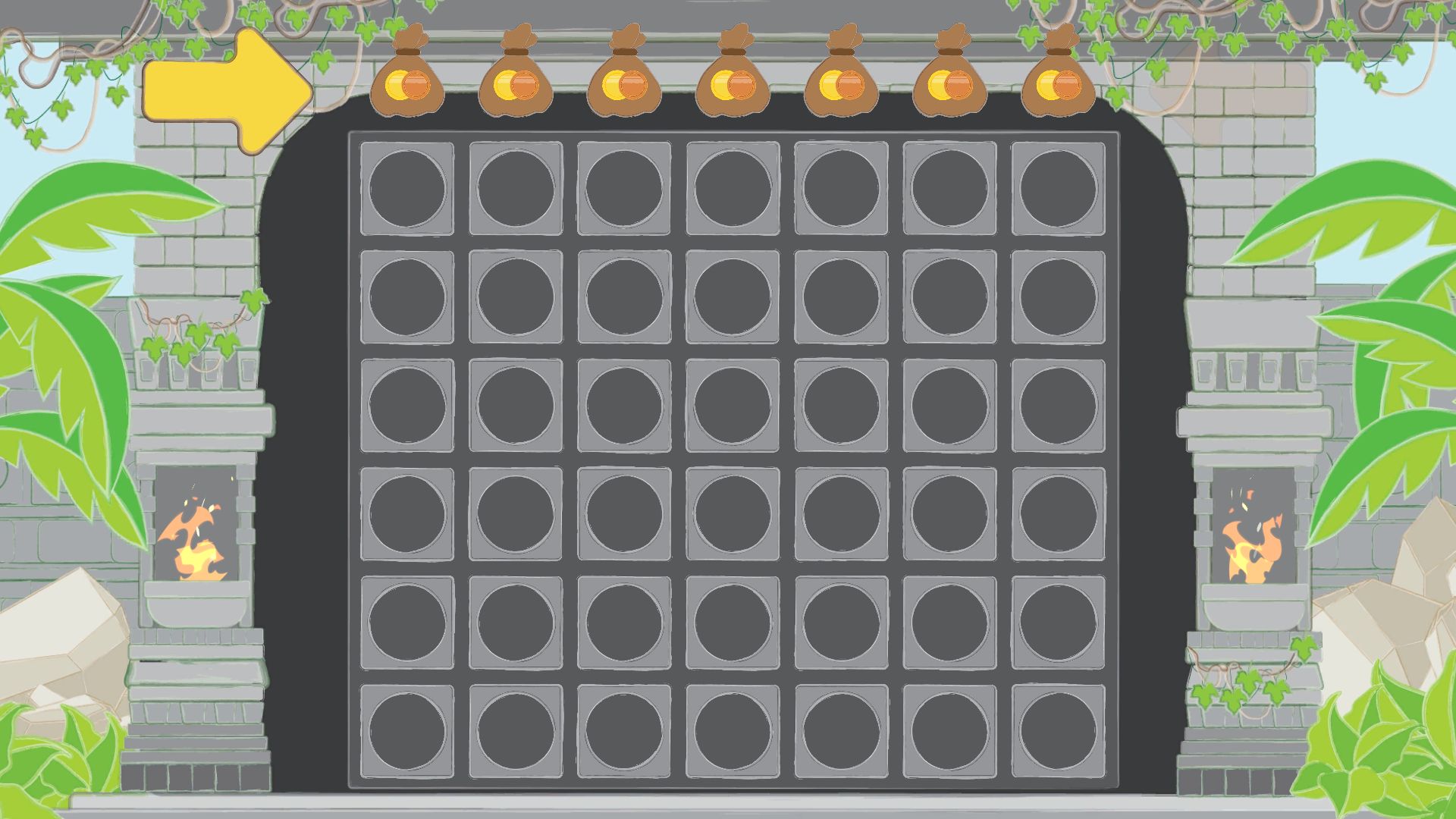 Coin Temple Connect 4 game screenshot 2 showing strategic interactive wall gameplay with column-based coin dropping mechanics