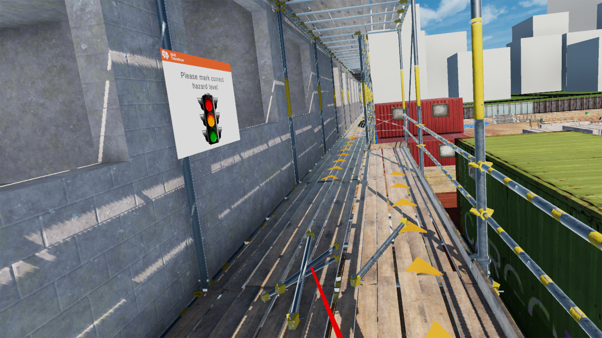 VR Fieldwork safety training interface with virtual tutor guidance system